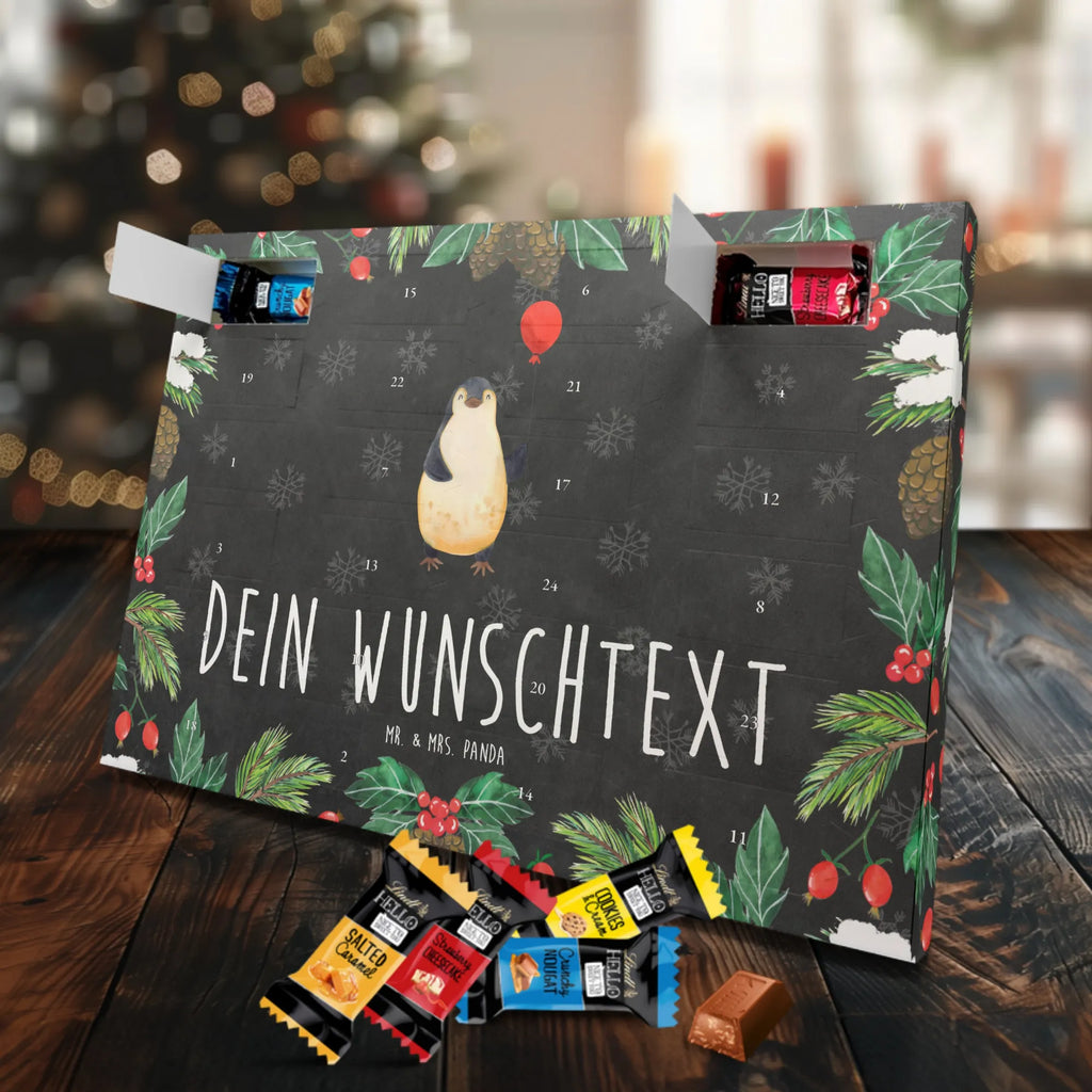 Personalisierter Markenschokolade Adventskalender Pinguin Luftballon Personalisierter Adventskalender, Pinguin, Pinguine, Luftballon, Tagträume, Lebenslust, Geschenk Freundin, Geschenkidee, beste Freundin, Motivation, Neustart, neues Leben, Liebe, Glück