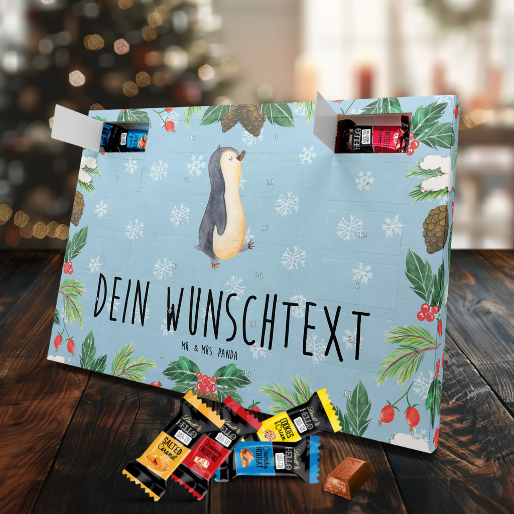 Personalisierter Markenschokolade Adventskalender Pinguin marschieren Personalisierter Adventskalender, Pinguin, Pinguine, Frühaufsteher, Langschläfer, Bruder, Schwester, Familie