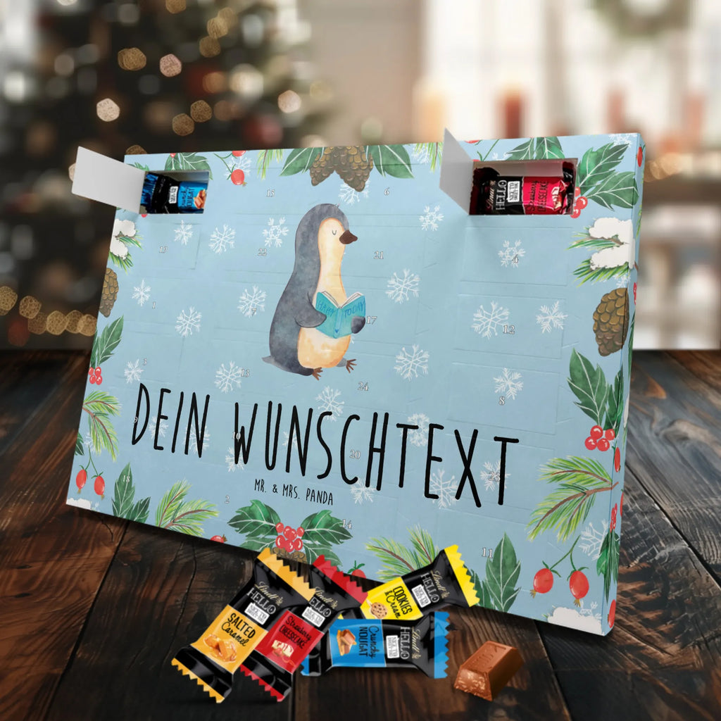 Personalisierter Markenschokolade Adventskalender Pinguin Buch Personalisierter Adventskalender, Pinguin, Pinguine, Buch, Lesen, Bücherwurm, Nichtstun, Faulenzen, Ferien, Urlaub, Freizeit