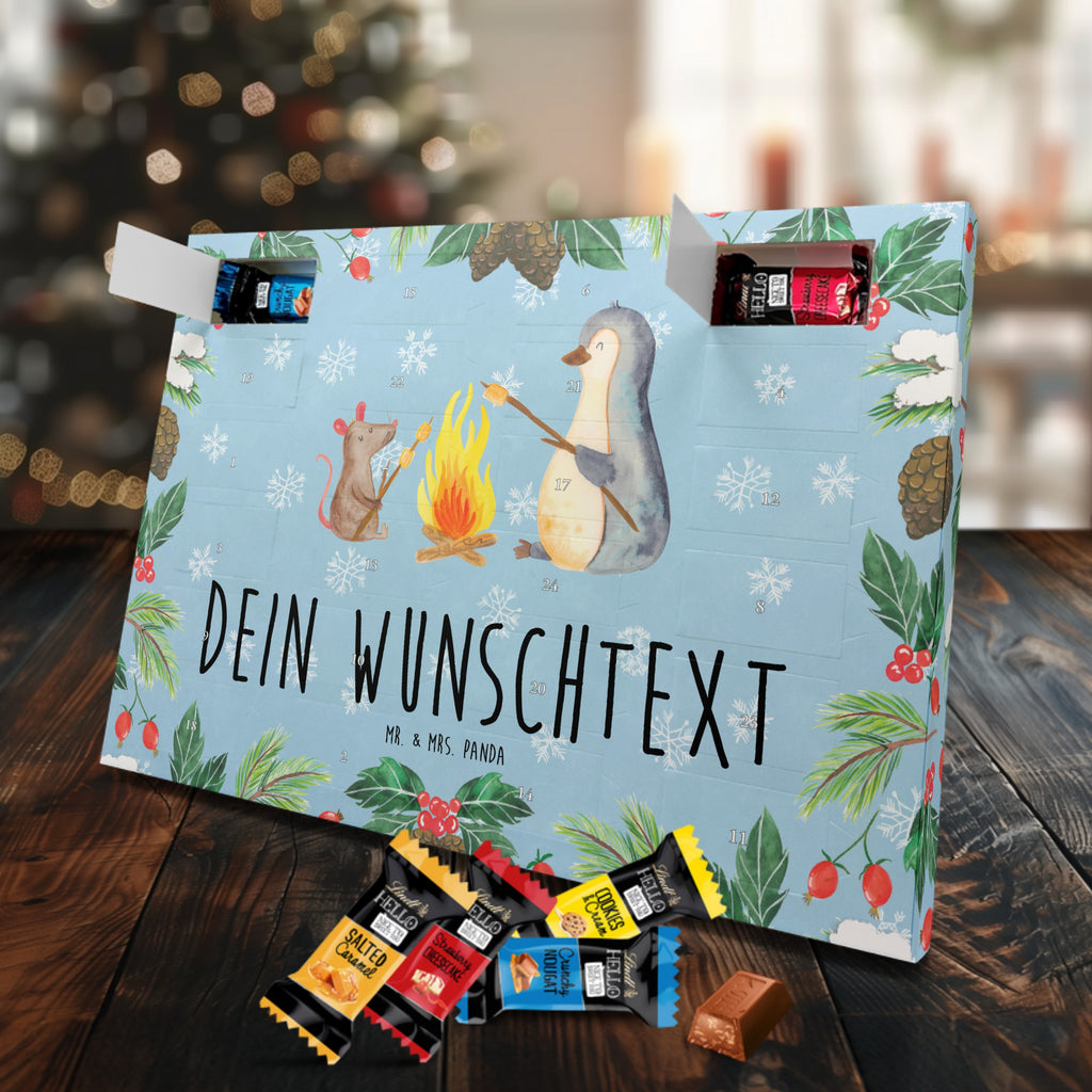 Personalisierter Markenschokolade Adventskalender Pinguin Lagerfeuer Personalisierter Adventskalender, Pinguin, Maus, Pinguine, Lagerfeuer, Leben, Arbeit, Job, Motivation, Büro, Büroalltag, Lebensspruch, Lebensmotivation, Neustart, Liebe, grillen, Feuer, Marshmallows