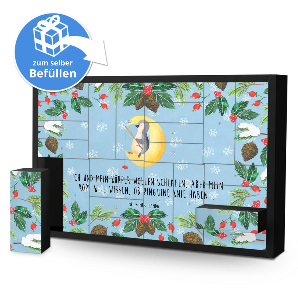 Befüllbarer Adventskalender Pinguin Mond Befüllbarer Adventskalender, Adventskalender zum selbst befüllen, Pinguin, Pinguine, Spruch, schlafen, Nachtruhe, Einschlafen, Schlafzimmer, Schlafstörungen, Gästezimmer