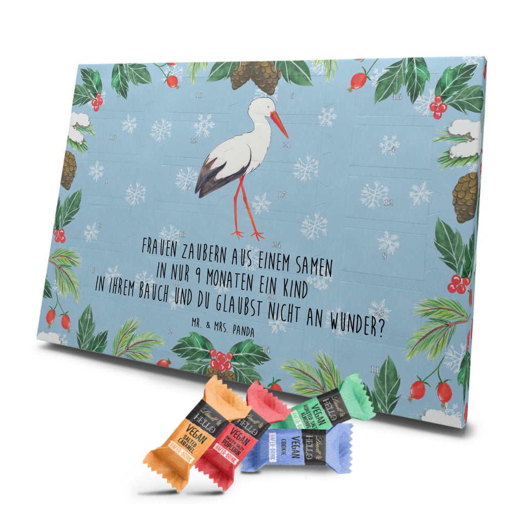 Veganer Adventskalender Storch Schokoladen Adventskalender, Tiermotive, Gute Laune, lustige Sprüche, Tiere, Storch, Störche, Schwangerschaft, Geburt, Mutter, Mütter, Mutter werden, Schwanger, Babybauch, Baby