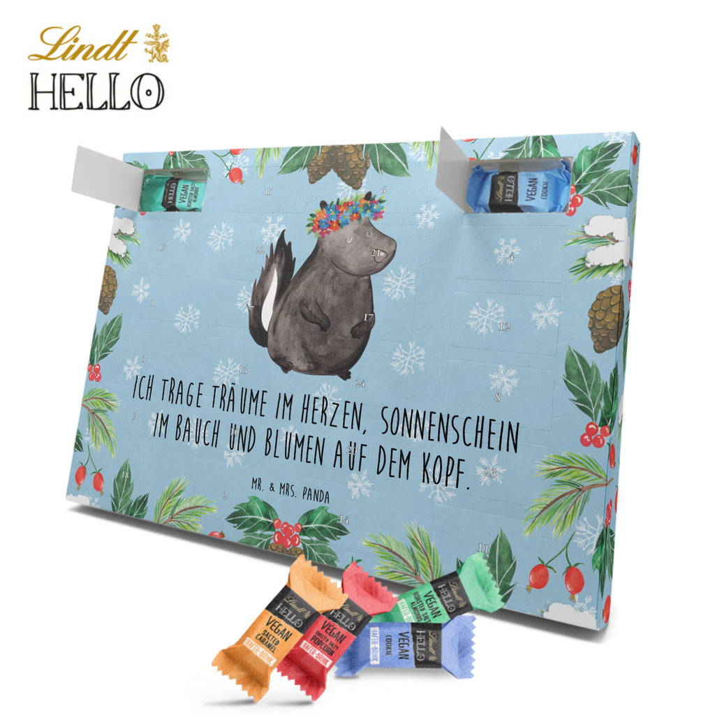 Veganer Adventskalender Stinktier Mädchen Schokoladen Adventskalender, Stinktier, Skunk, Wildtier, Raubtier, Stinker, Stinki, Yoga, Namaste, Lebe, Liebe, Lache