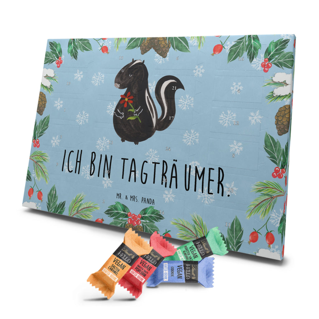 Veganer Adventskalender Stinktier Blume Schokoladen Adventskalender, Stinktier, Skunk, Wildtier, Raubtier, Stinker, Stinki, Tagträumer, verträumt, Dreams, Träume