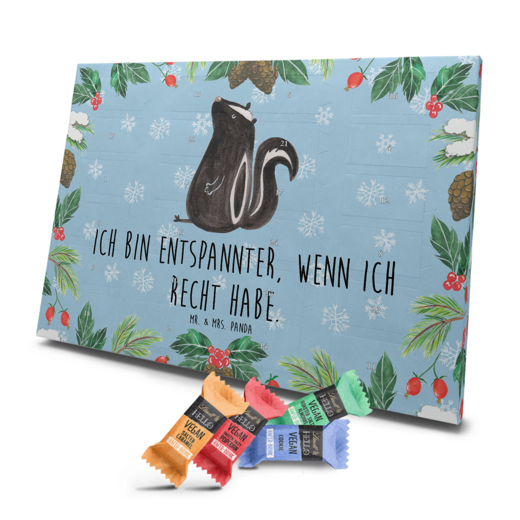 Veganer Adventskalender Stinktier Sitzen Schokoladen Adventskalender, Stinktier, Skunk, Wildtier, Raubtier, Stinker, Stinki, Spruch, Büro, Recht, Besserwisser