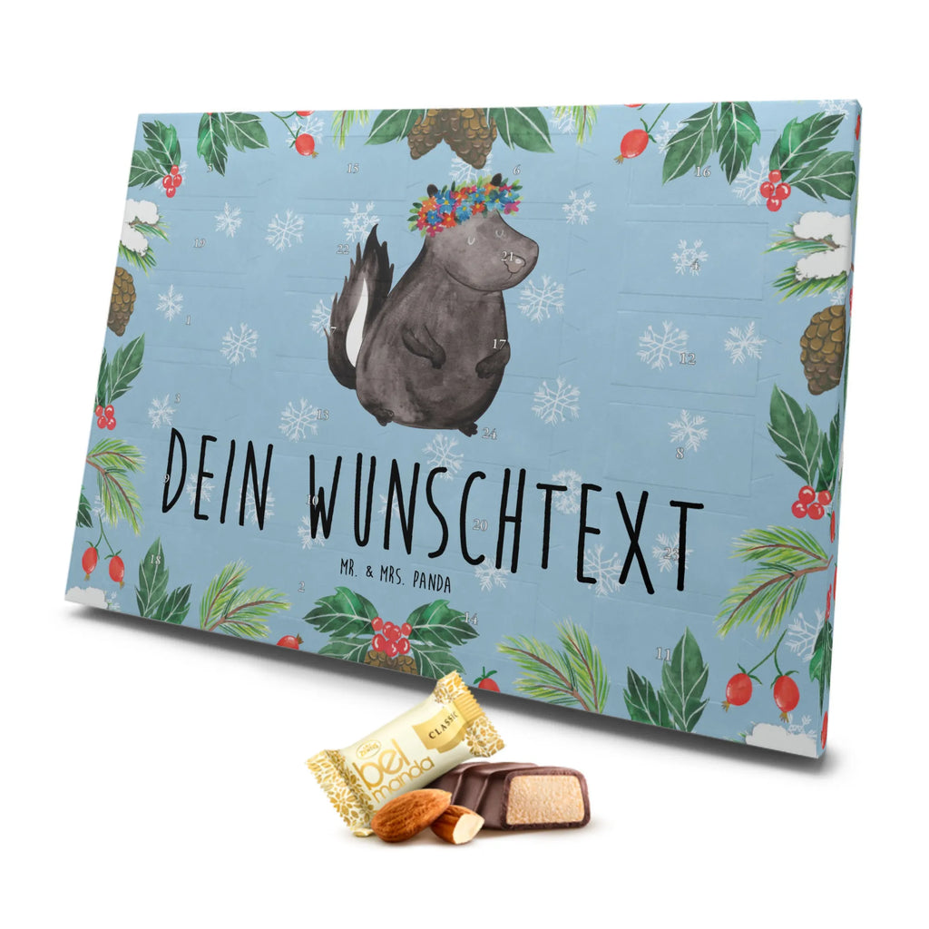 Personalisierter Marzipan Adventskalender Stinktier Mädchen Personalisierter Marzipan Adventskalender, Stinktier, Skunk, Wildtier, Raubtier, Stinker, Stinki, Yoga, Namaste, Lebe, Liebe, Lache