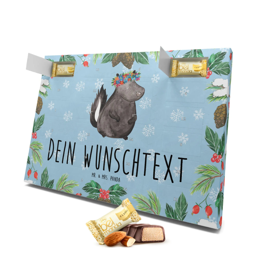 Personalisierter Marzipan Adventskalender Stinktier Mädchen Personalisierter Marzipan Adventskalender, Stinktier, Skunk, Wildtier, Raubtier, Stinker, Stinki, Yoga, Namaste, Lebe, Liebe, Lache