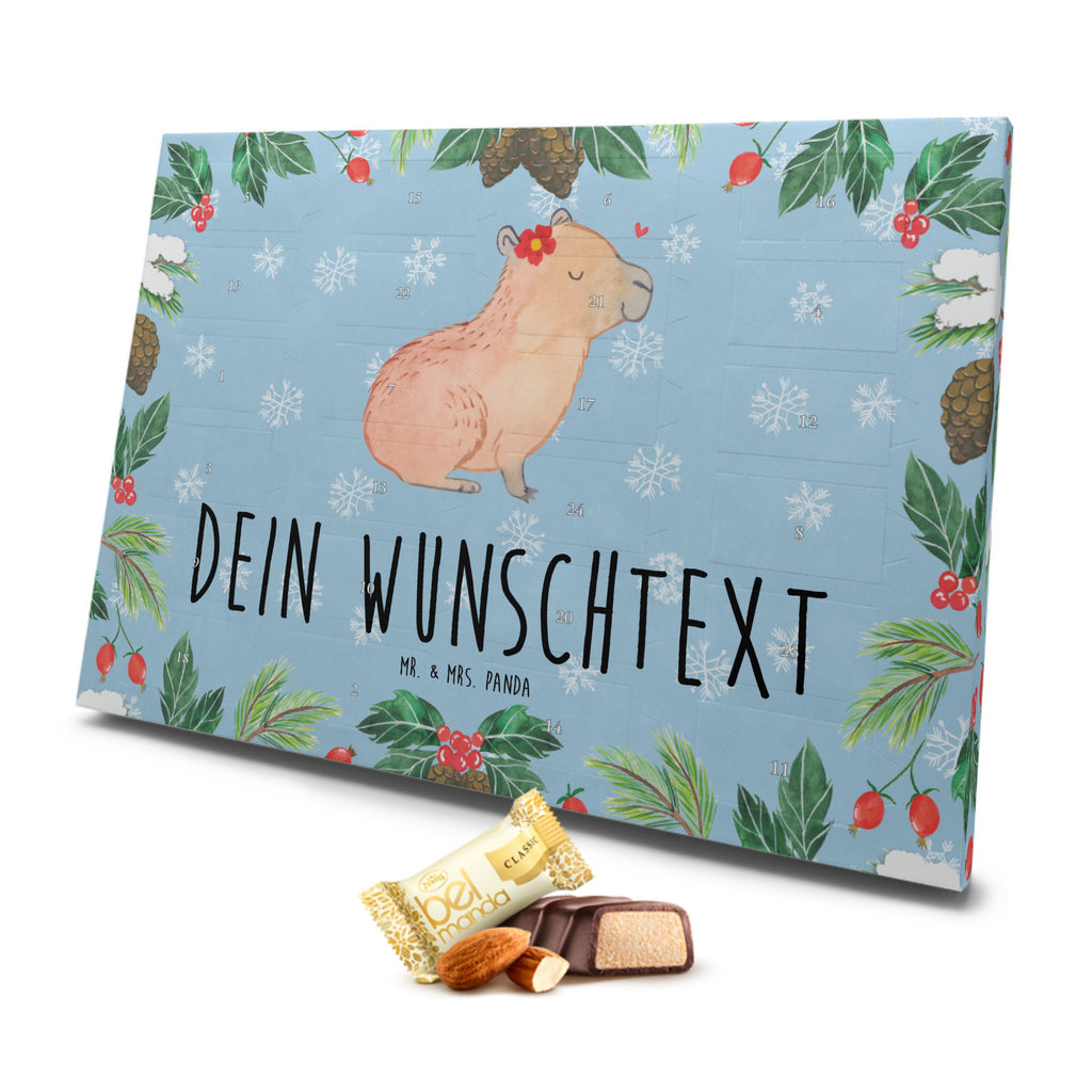 Personalisierter Marzipan Adventskalender Capybara Blume Personalisierter Marzipan Adventskalender, Tiermotive, Gute Laune, lustige Sprüche, Tiere, Capybara