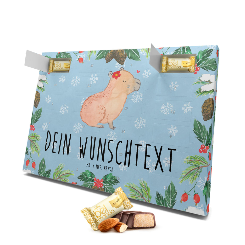 Personalisierter Marzipan Adventskalender Capybara Blume Personalisierter Marzipan Adventskalender, Tiermotive, Gute Laune, lustige Sprüche, Tiere, Capybara