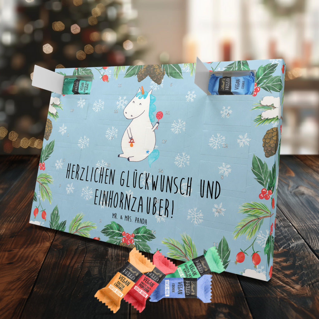 Veganer Adventskalender Einhorn Baby Schokoladen Adventskalender, Einhorn, Einhörner, Einhorn Deko, Pegasus, Unicorn, Mutter, Geburt, Geburtstag, erstes Kind, Baby, Babyglück, Nachwuchs, Eltern, Party, Kind, Schnuller