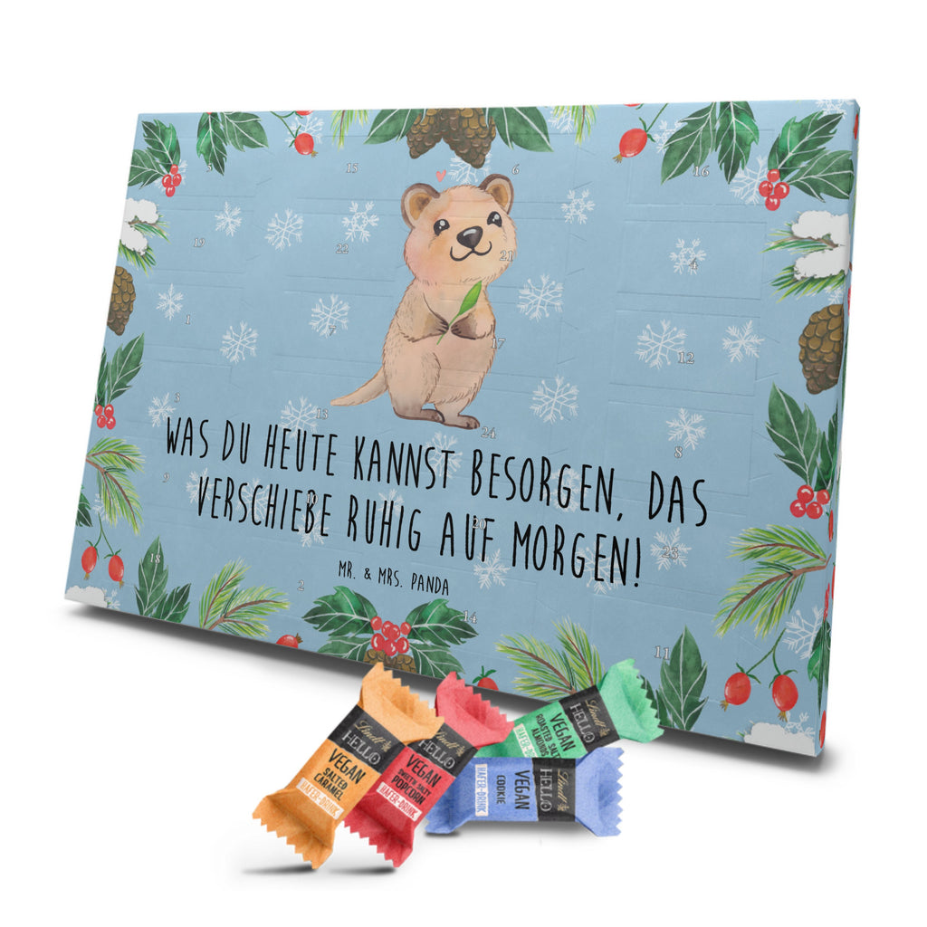 Veganer Adventskalender Quokka Happy Schokoladen Adventskalender, Tiermotive, Gute Laune, lustige Sprüche, Tiere, Quokka, Verschieben, Aufschieberitis, Lustiger Spruch, Niedliches Tier, Dinge erledigen