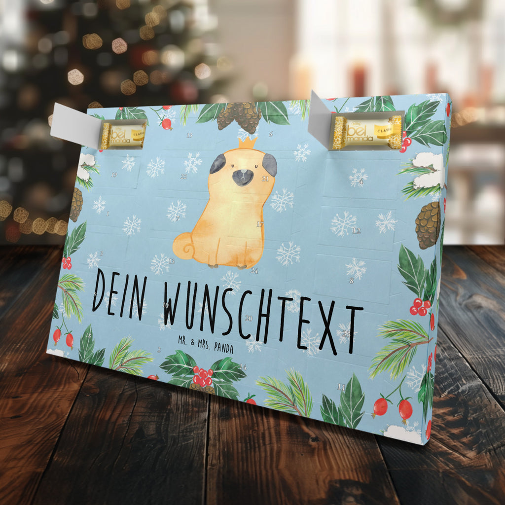 Personalisierter Marzipan Adventskalender Mops Krone Personalisierter Marzipan Adventskalender, Hund, Hundemotiv, Haustier, Hunderasse, Tierliebhaber, Hundebesitzer, Sprüche, Mops, allergisch, kinderlos, Hausregel, Hundebesitzer. Spruch, lustig