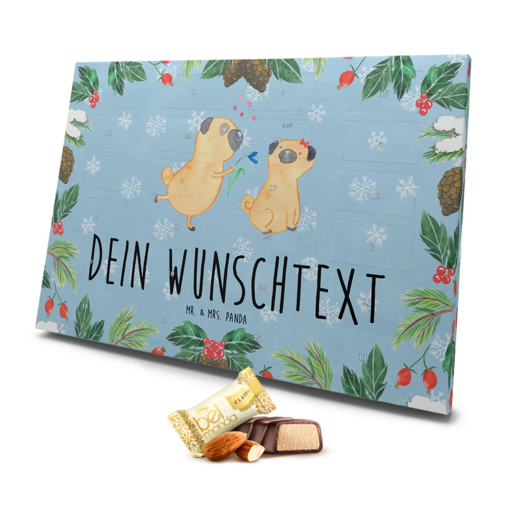 Personalisierter Marzipan Adventskalender Mops Verliebt Personalisierter Marzipan Adventskalender, Hund, Hundemotiv, Haustier, Hunderasse, Tierliebhaber, Hundebesitzer, Sprüche, Mops, Möpse, Hundeliebe, verliebt, Liebe, Liebesspruch. Verlobt, Geschenk Freund, Partner