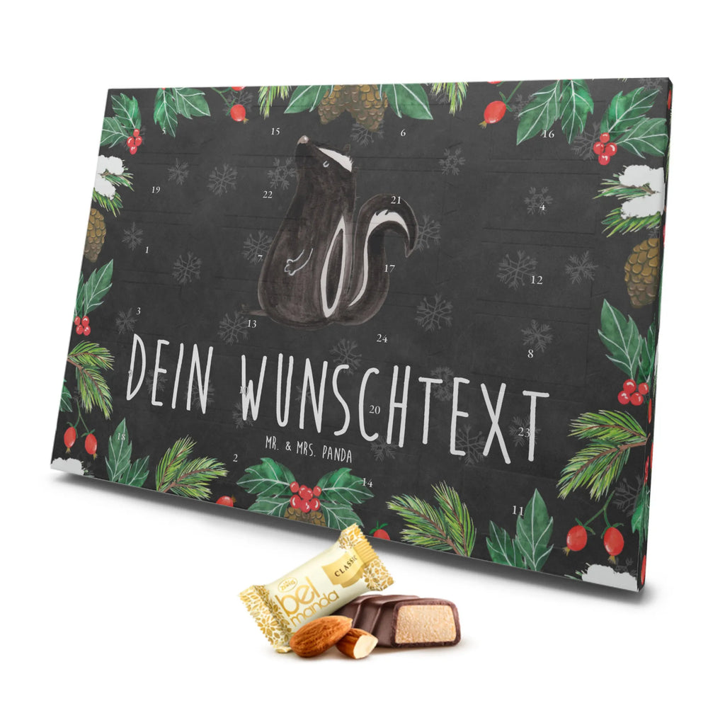 Personalisierter Marzipan Adventskalender Stinktier Sitzen Personalisierter Marzipan Adventskalender, Stinktier, Skunk, Wildtier, Raubtier, Stinker, Stinki, Spruch, Büro, Recht, Besserwisser