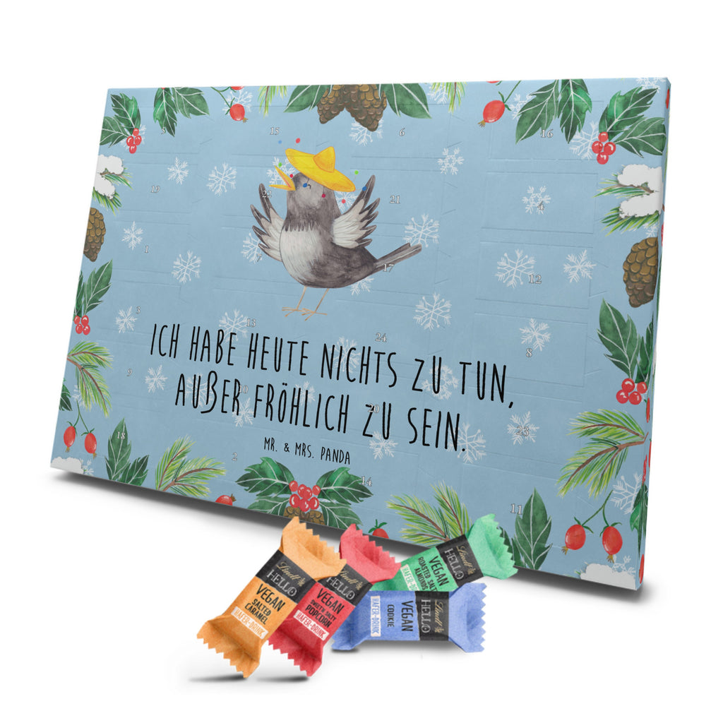 Veganer Adventskalender Rabe Sombrero Schokoladen Adventskalender, Tiermotive, Gute Laune, lustige Sprüche, Tiere, Rabe, Vogel, Vögel, Spruch positiv, fröhlich sein, glücklich sein, Glück Spruch, froh, Elster, Motivation