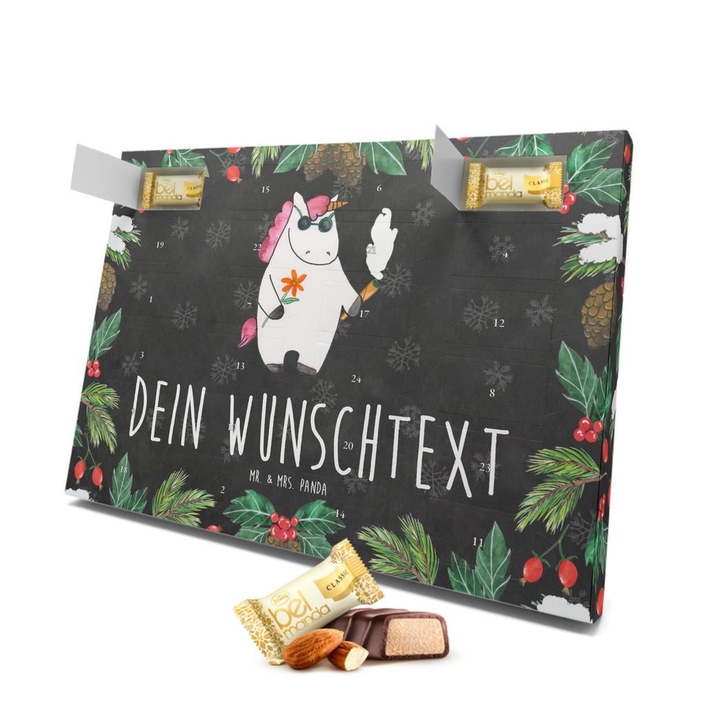 Personalisierter Marzipan Adventskalender Einhorn Woodstock Personalisierter Marzipan Adventskalender, Einhorn, Einhörner, Einhorn Deko, Pegasus, Unicorn, Kiffen, Joint, Zigarette, Alkohol, Party, Spaß. lustig, witzig, Woodstock