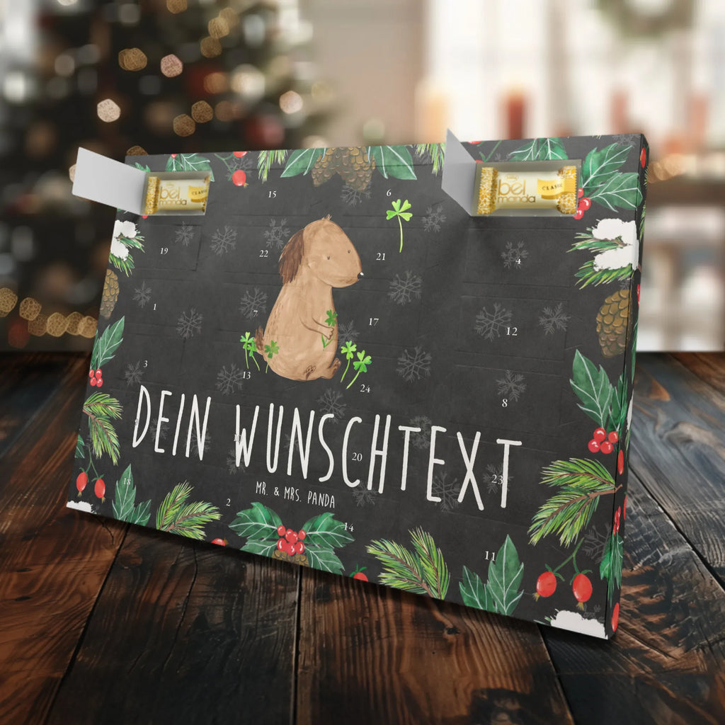 Personalisierter Marzipan Adventskalender Hund Kleeblatt Personalisierter Marzipan Adventskalender, Hund, Hundemotiv, Haustier, Hunderasse, Tierliebhaber, Hundebesitzer, Sprüche, Kleeblatt, Glück, Tagträume, Motivation, Neuanfang, Geschenk, Glücksbringer, Selbstliebe, Achtsamkeit