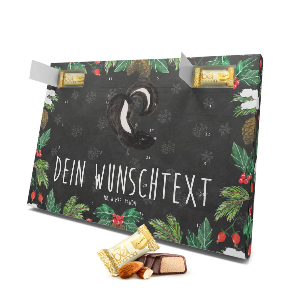 Personalisierter Marzipan Adventskalender Stinktier Handstand Personalisierter Marzipan Adventskalender, Stinktier, Skunk, Wildtier, Raubtier, Stinker, Stinki, Spielplatz, verpielt, Kind