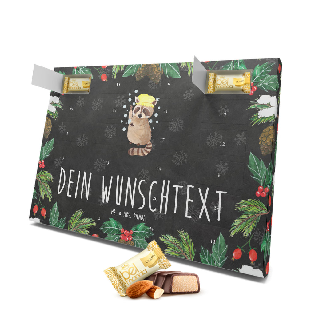 Personalisierter Marzipan Adventskalender Waschbär Personalisierter Marzipan Adventskalender, Tiermotive, Gute Laune, lustige Sprüche, Tiere, Waschbär, Tagträumen, Plan, Fröhlich, waschen, Seifenblasen