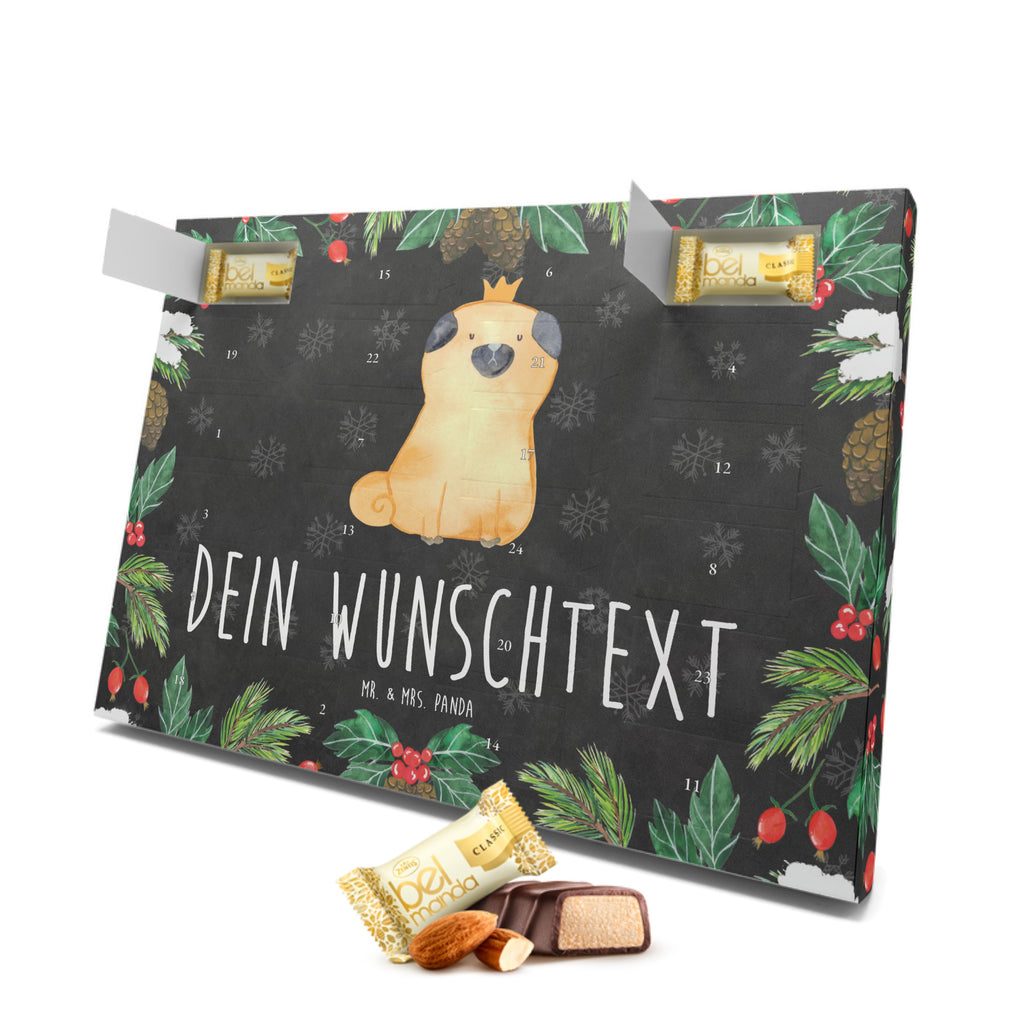 Personalisierter Marzipan Adventskalender Mops Krone Personalisierter Marzipan Adventskalender, Hund, Hundemotiv, Haustier, Hunderasse, Tierliebhaber, Hundebesitzer, Sprüche, Mops, allergisch, kinderlos, Hausregel, Hundebesitzer. Spruch, lustig