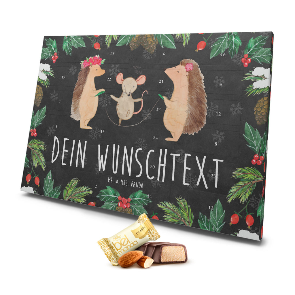 Personalisierter Marzipan Adventskalender Igel Seilhüpfen Personalisierter Marzipan Adventskalender, Tiermotive, Gute Laune, lustige Sprüche, Tiere, Igel, Maus, Seilspringen, Seilhüpfen, Kinder, Kindergarten