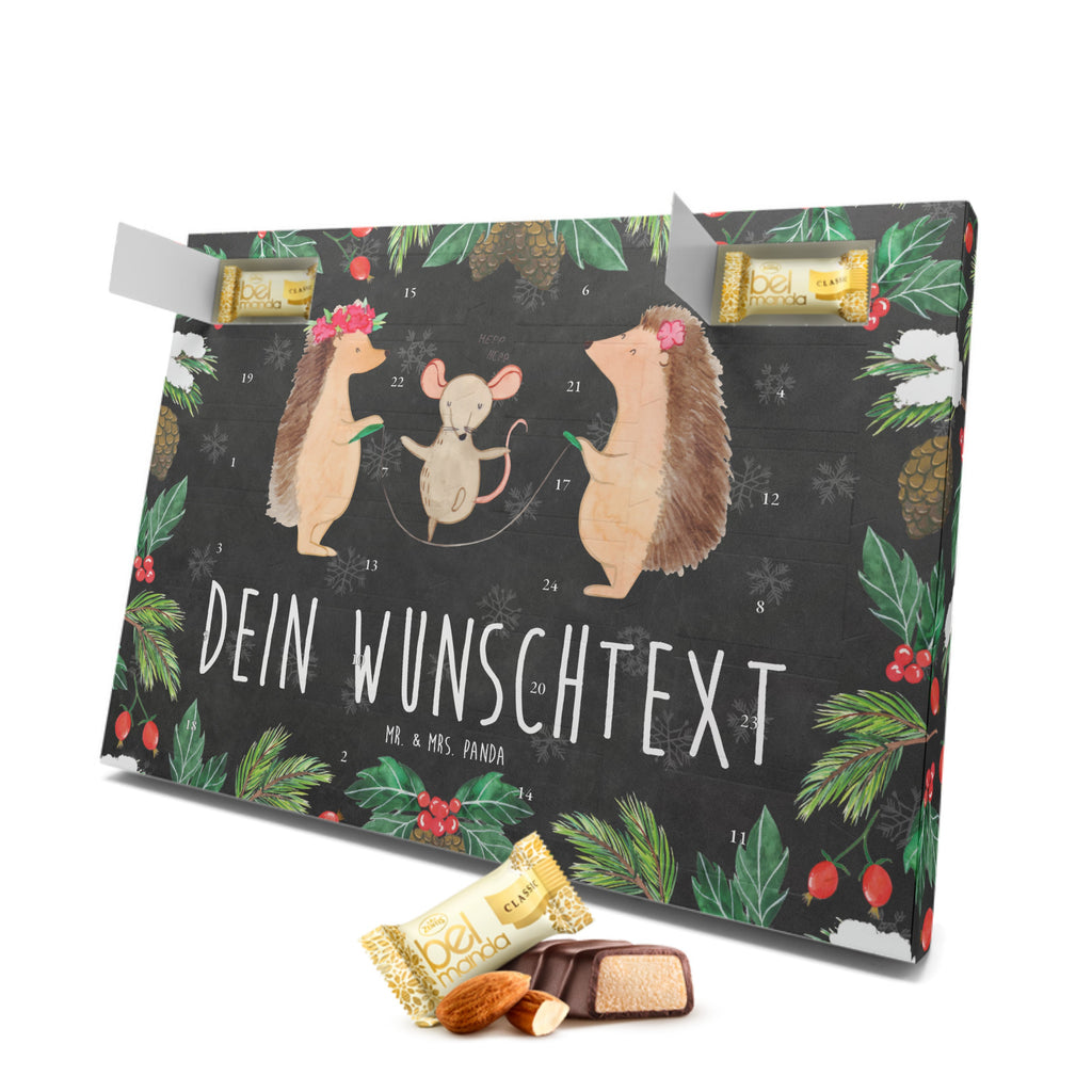 Personalisierter Marzipan Adventskalender Igel Seilhüpfen Personalisierter Marzipan Adventskalender, Tiermotive, Gute Laune, lustige Sprüche, Tiere, Igel, Maus, Seilspringen, Seilhüpfen, Kinder, Kindergarten