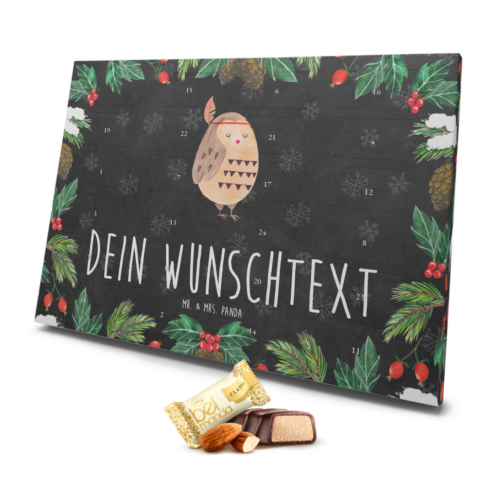 Personalisierter Marzipan Adventskalender Eule Federschmuck Personalisierter Marzipan Adventskalender, Eule, Eule Deko, Owl, Das Leben ist ein Abenteuer, Reisespruch, Federschmuck, Dekoration