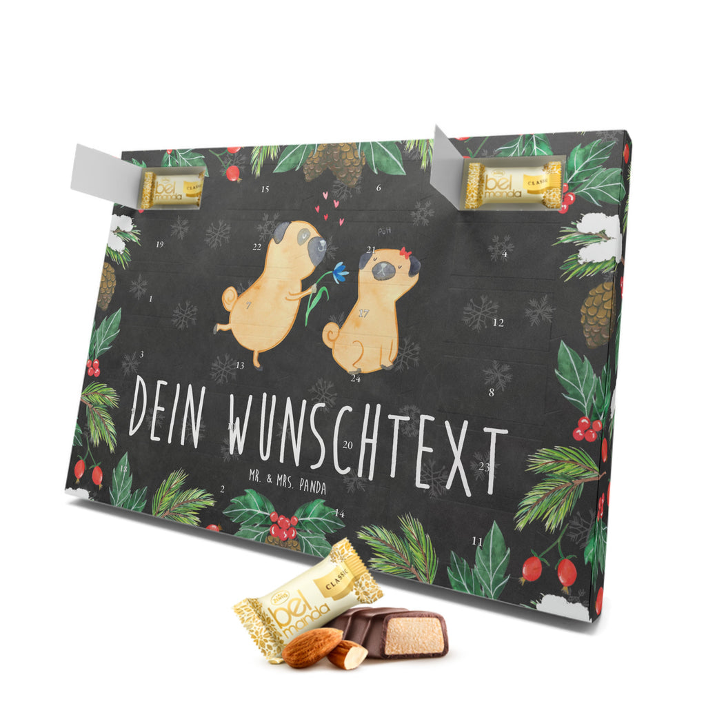 Personalisierter Marzipan Adventskalender Mops Verliebt Personalisierter Marzipan Adventskalender, Hund, Hundemotiv, Haustier, Hunderasse, Tierliebhaber, Hundebesitzer, Sprüche, Mops, Möpse, Hundeliebe, verliebt, Liebe, Liebesspruch. Verlobt, Geschenk Freund, Partner