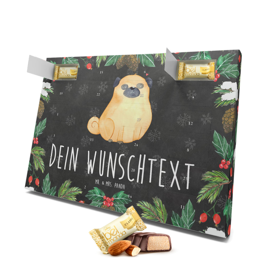 Personalisierter Marzipan Adventskalender Mops Personalisierter Marzipan Adventskalender, Hund, Hundemotiv, Haustier, Hunderasse, Tierliebhaber, Hundebesitzer, Sprüche, Mops, Liebe, Hundeliebe