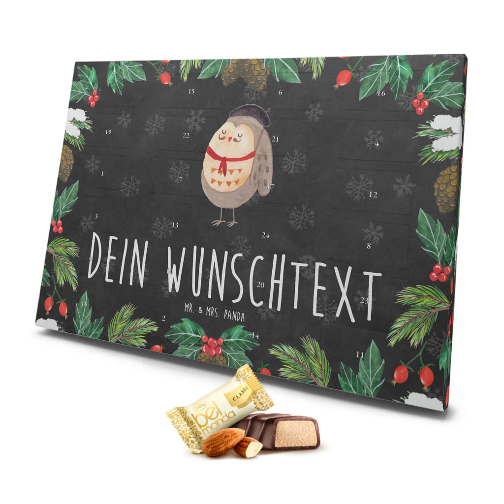 Personalisierter Marzipan Adventskalender Eule Frankreich Personalisierter Marzipan Adventskalender, Eule, Eulen, Eule Deko, Owl, hibou, La vie est belle, das Leben ist schön, Spruch schön, Spruch Französisch, Frankreich