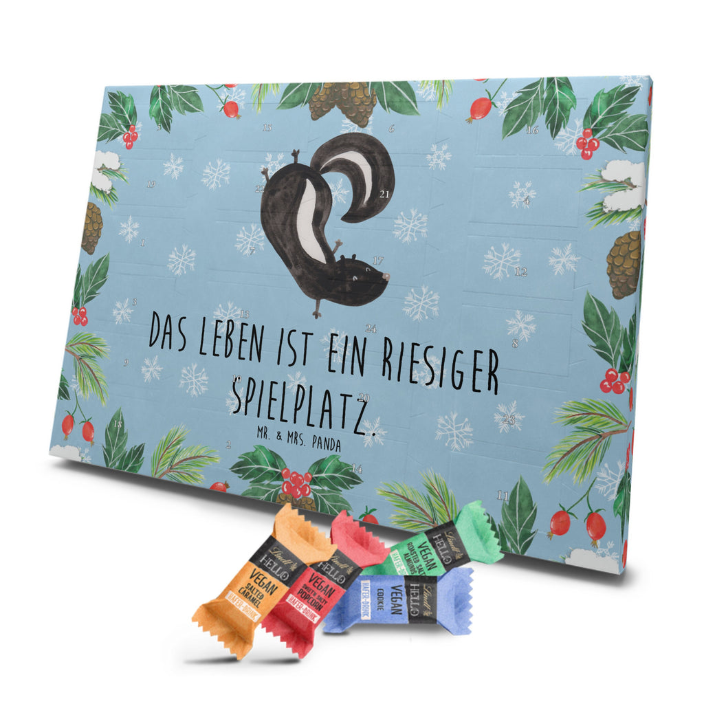 Veganer Adventskalender Stinktier Handstand Schokoladen Adventskalender, Stinktier, Skunk, Wildtier, Raubtier, Stinker, Stinki, Spielplatz, verpielt, Kind