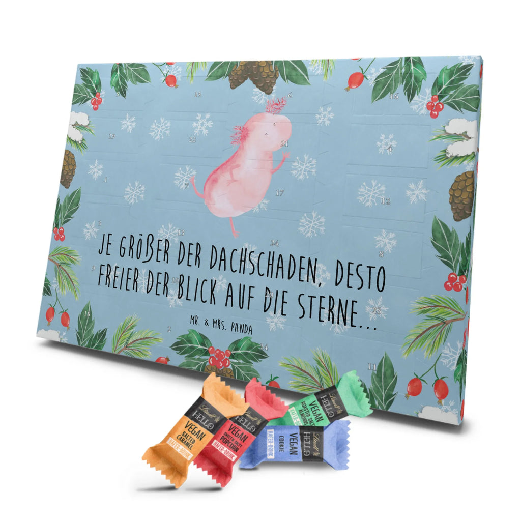 Veganer Adventskalender Axolotl Tanzen Schokoladen Adventskalender, Axolotl, Molch, Axolot, Schwanzlurch, Lurch, Lurche, Dachschaden, Sterne, verrückt, Freundin, beste Freundin