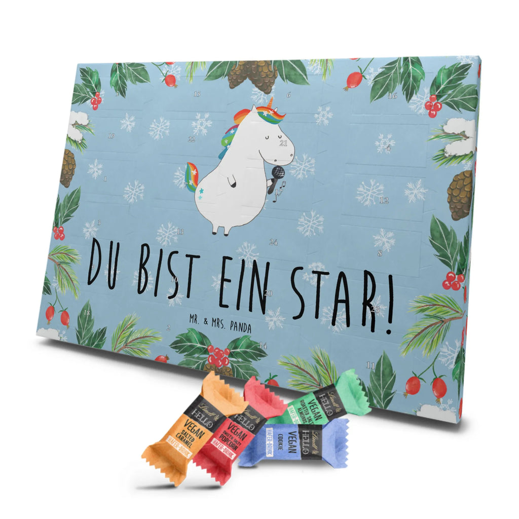 Veganer Adventskalender Einhorn Sänger Schokoladen Adventskalender, Einhorn, Einhörner, Einhorn Deko, Pegasus, Unicorn, Glitzer, Konfetti, Party, Geburtstag, Feier, Fest, Disco, Sängerin, Sänger, Freundin