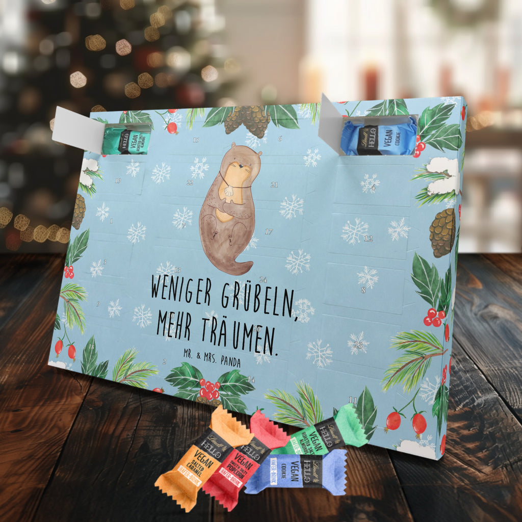 Veganer Adventskalender Otter Muschel Schokoladen Adventskalender, Otter, Fischotter, Seeotter, Otterliebe, grübeln, träumen, Motivation, Tagträumen, Büro