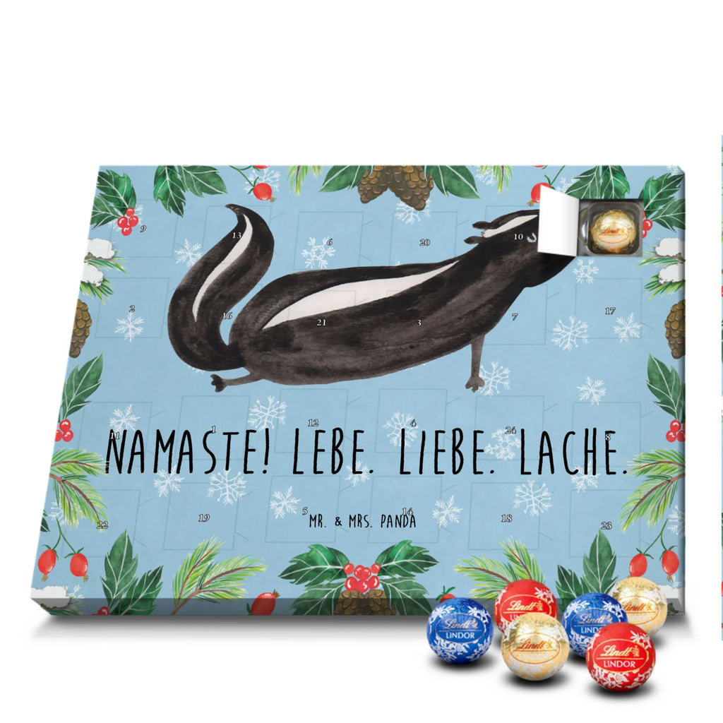 Kugel Markenschokolade Adventskalender Stinktier Yoga Adventskalender, Weihnachtskalender, Kalender, Weihnachten, Schokoladen Adventskalender, Kugel Markenschokolade Adventskalender, Stinktier, Skunk, Wildtier, Raubtier, Stinker, Stinki, Yoga, Namaste, Lebe, Liebe, Lache