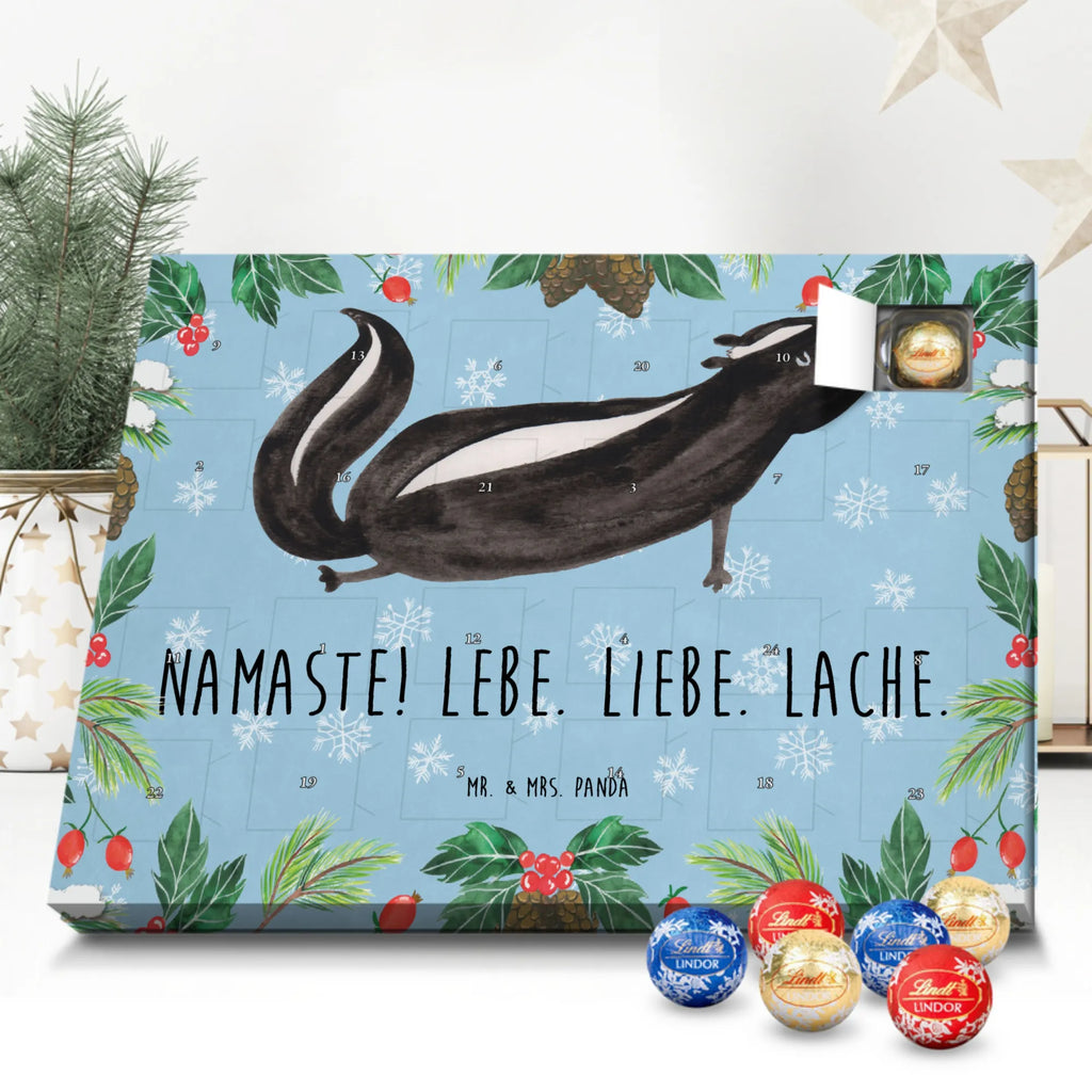 Kugel Markenschokolade Adventskalender Stinktier Yoga Adventskalender, Weihnachtskalender, Kalender, Weihnachten, Schokoladen Adventskalender, Kugel Markenschokolade Adventskalender, Stinktier, Skunk, Wildtier, Raubtier, Stinker, Stinki, Yoga, Namaste, Lebe, Liebe, Lache