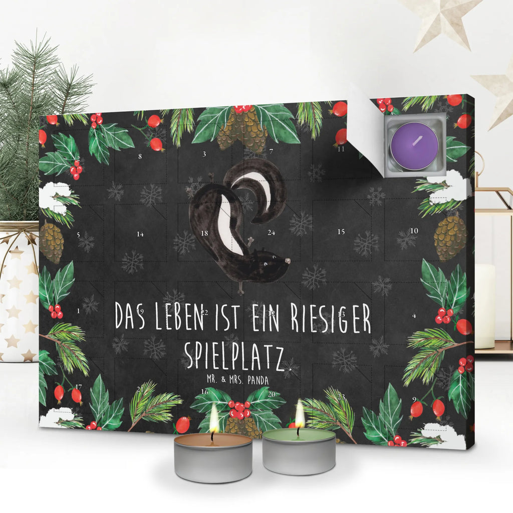 Duftkerzen Adventskalender Stinktier Handstand Adventskalender, Kerzen Adventskalender, Duftkerzen Adventskalender, Stinktier, Skunk, Wildtier, Raubtier, Stinker, Stinki, Spielplatz, verpielt, Kind