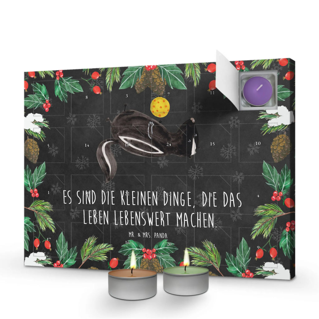 Duftkerzen Adventskalender Stinktier Ball Adventskalender, Kerzen Adventskalender, Duftkerzen Adventskalender, Stinktier, Skunk, Wildtier, Raubtier, Stinker, Stinki, verspielt, Weisheit