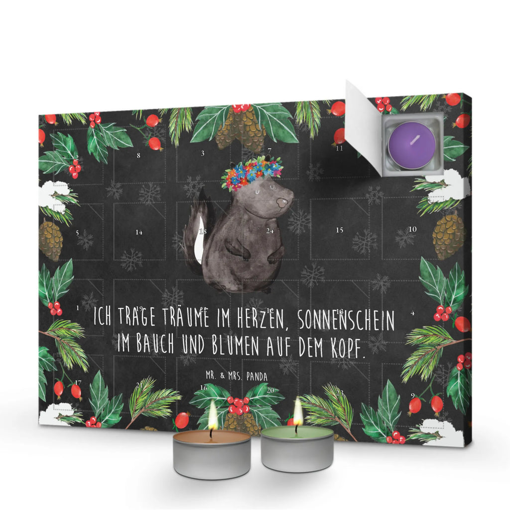 Duftkerzen Adventskalender Stinktier Mädchen Adventskalender, Kerzen Adventskalender, Duftkerzen Adventskalender, Stinktier, Skunk, Wildtier, Raubtier, Stinker, Stinki, Yoga, Namaste, Lebe, Liebe, Lache