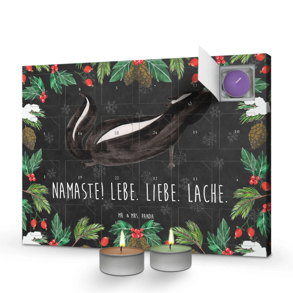 Duftkerzen Adventskalender Stinktier Yoga Adventskalender, Kerzen Adventskalender, Duftkerzen Adventskalender, Stinktier, Skunk, Wildtier, Raubtier, Stinker, Stinki, Yoga, Namaste, Lebe, Liebe, Lache