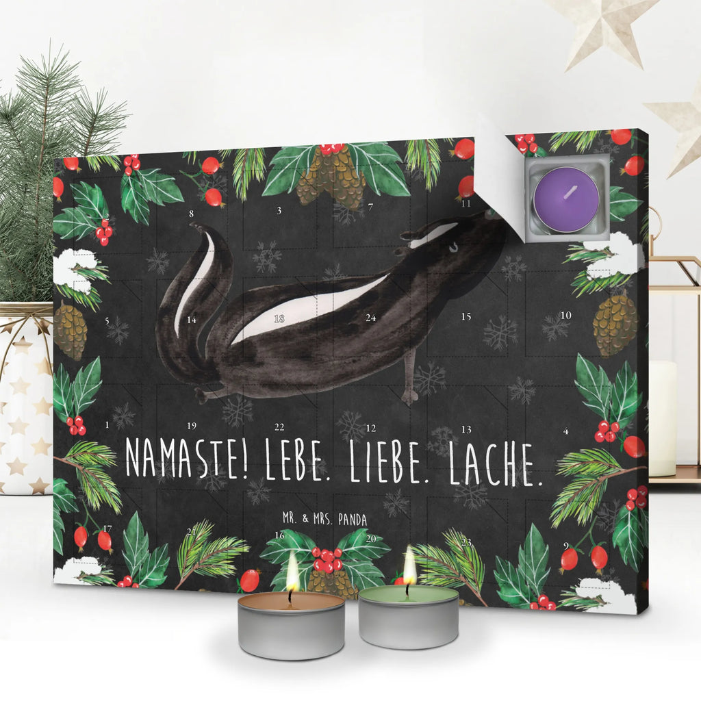 Duftkerzen Adventskalender Stinktier Yoga Adventskalender, Kerzen Adventskalender, Duftkerzen Adventskalender, Stinktier, Skunk, Wildtier, Raubtier, Stinker, Stinki, Yoga, Namaste, Lebe, Liebe, Lache