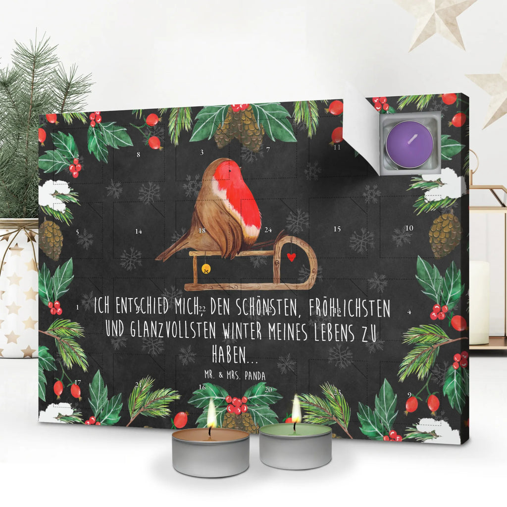 Duftkerzen Adventskalender Rotkehlchen Schlitten Adventskalender, Kerzen Adventskalender, Duftkerzen Adventskalender, Winter, Weihnachten, Weihnachtsdeko, Nikolaus, Advent, Heiligabend, Wintermotiv, Schlitten, Vogel