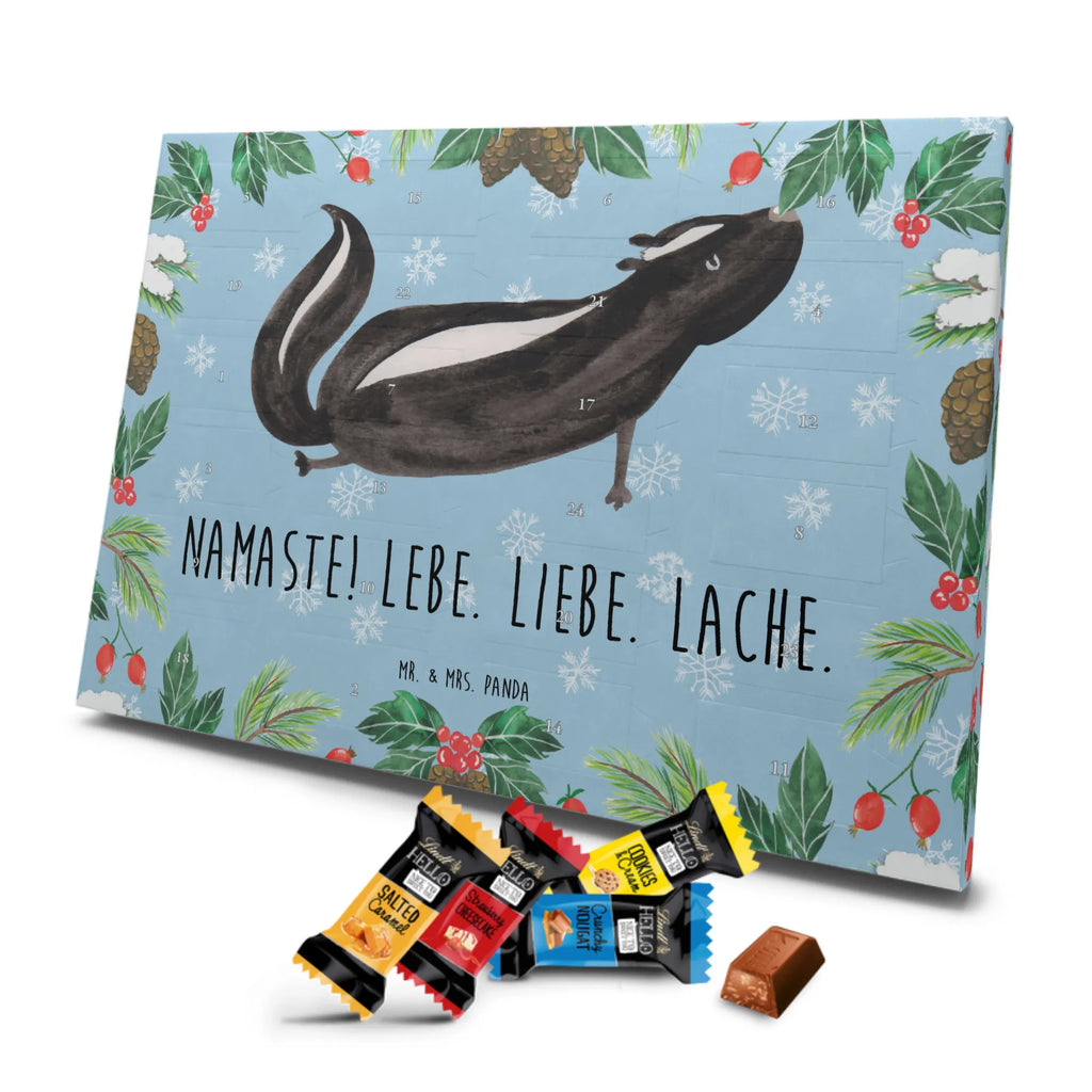 Markenschokolade Adventskalender Stinktier Yoga Adventskalender, Weihnachtskalender, Markenschokolade Adventskalender, Stinktier, Skunk, Wildtier, Raubtier, Stinker, Stinki, Yoga, Namaste, Lebe, Liebe, Lache