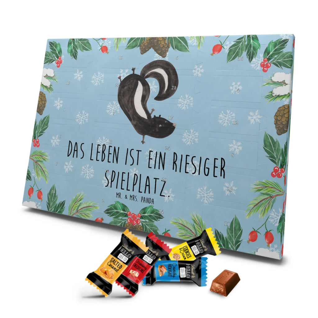 Markenschokolade Adventskalender Stinktier Handstand Adventskalender, Weihnachtskalender, Markenschokolade Adventskalender, Stinktier, Skunk, Wildtier, Raubtier, Stinker, Stinki, Spielplatz, verpielt, Kind