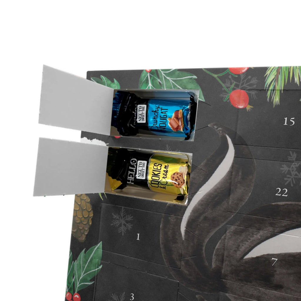 Markenschokolade Adventskalender Stinktier Yoga Adventskalender, Weihnachtskalender, Markenschokolade Adventskalender, Stinktier, Skunk, Wildtier, Raubtier, Stinker, Stinki, Yoga, Namaste, Lebe, Liebe, Lache