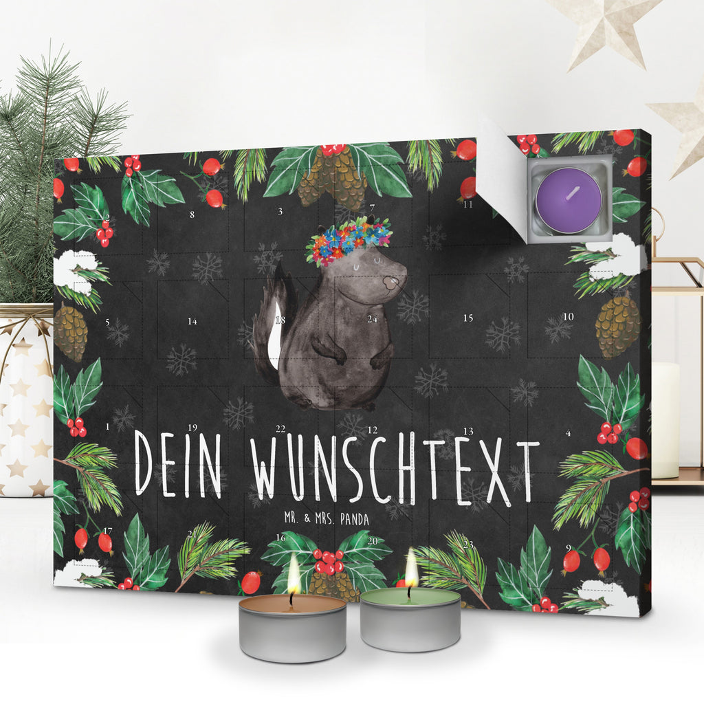 Personalisierter Duftkerzen Adventskalender Stinktier Mädchen Personalisierter Duftkerzen Adventskalender, Stinktier, Skunk, Wildtier, Raubtier, Stinker, Stinki, Yoga, Namaste, Lebe, Liebe, Lache