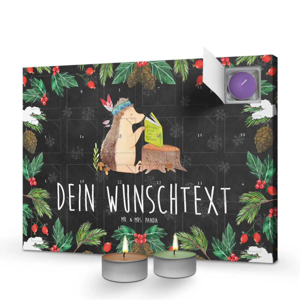 Personalisierter Duftkerzen Adventskalender Igel Federschmuck Personalisierter Duftkerzen Adventskalender, Waldtiere, Tiere, Igel, Indianer, Abenteuer, Lagerfeuer, Camping