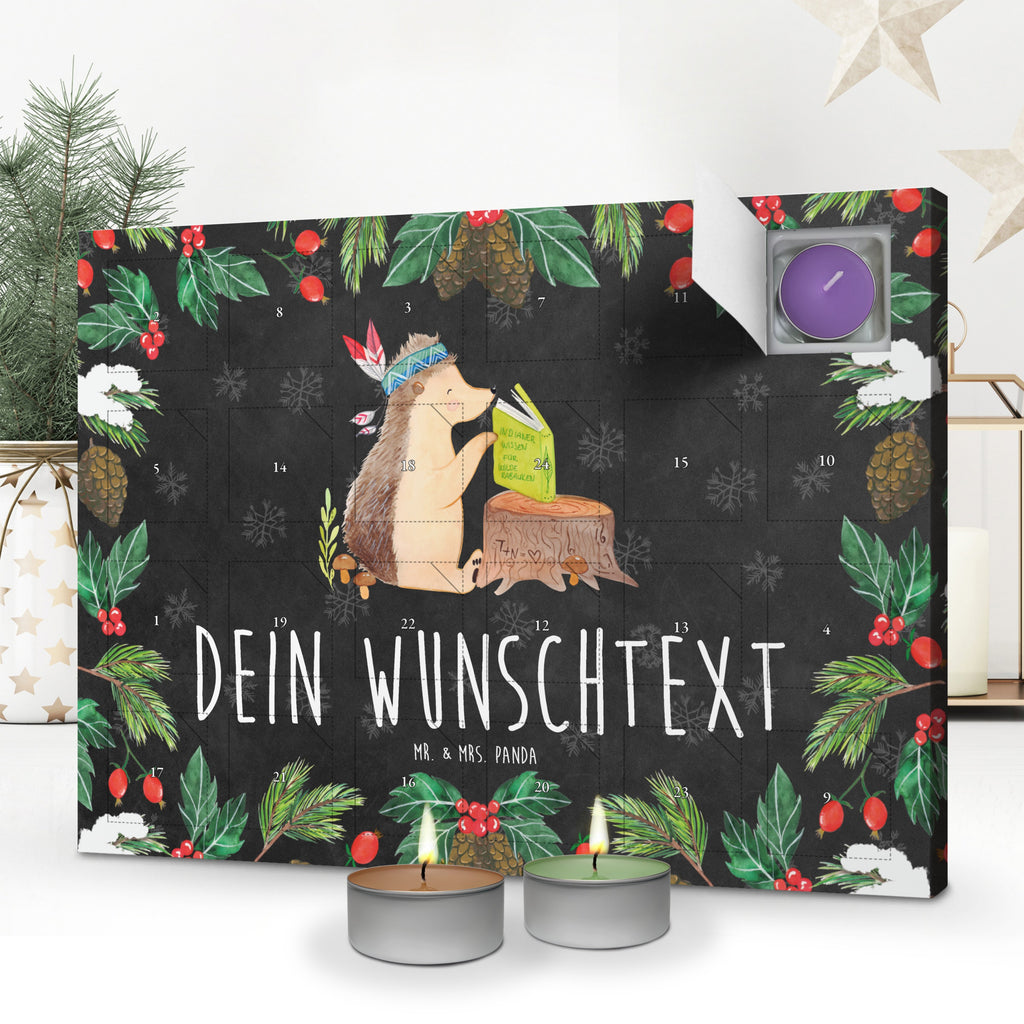 Personalisierter Duftkerzen Adventskalender Igel Federschmuck Personalisierter Duftkerzen Adventskalender, Waldtiere, Tiere, Igel, Indianer, Abenteuer, Lagerfeuer, Camping