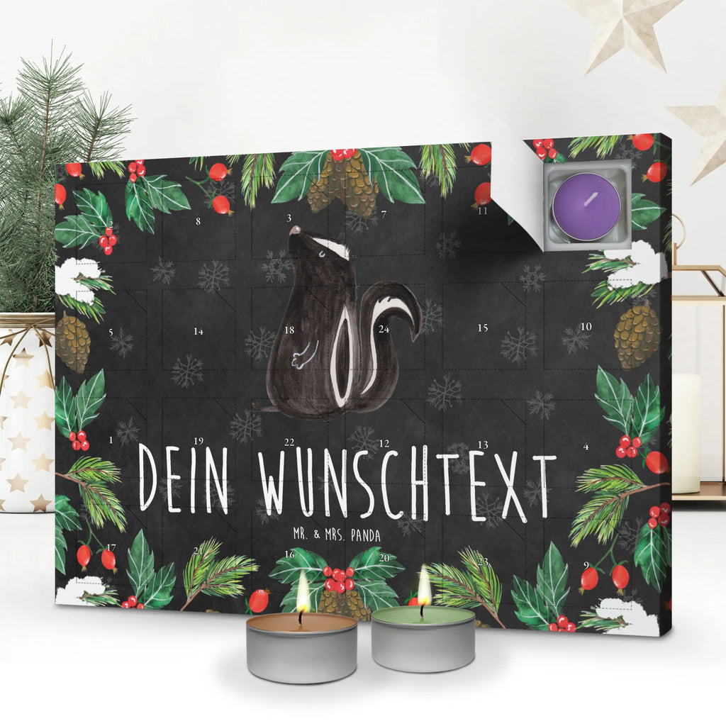 Personalisierter Duftkerzen Adventskalender Stinktier Sitzen Personalisierter Duftkerzen Adventskalender, Stinktier, Skunk, Wildtier, Raubtier, Stinker, Stinki, Spruch, Büro, Recht, Besserwisser