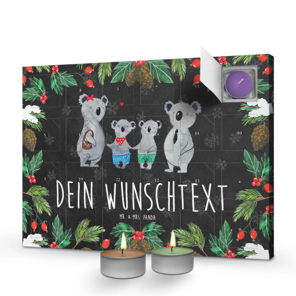 Personalisierter Duftkerzen Adventskalender Koala Familie zwei Personalisierter Duftkerzen Adventskalender, Familie, Vatertag, Muttertag, Bruder, Schwester, Mama, Papa, Oma, Opa, Koala, Koalabär, beste Familie, Familienzeit, Familienleben, Koalafamilie, Lieblingsfamilie